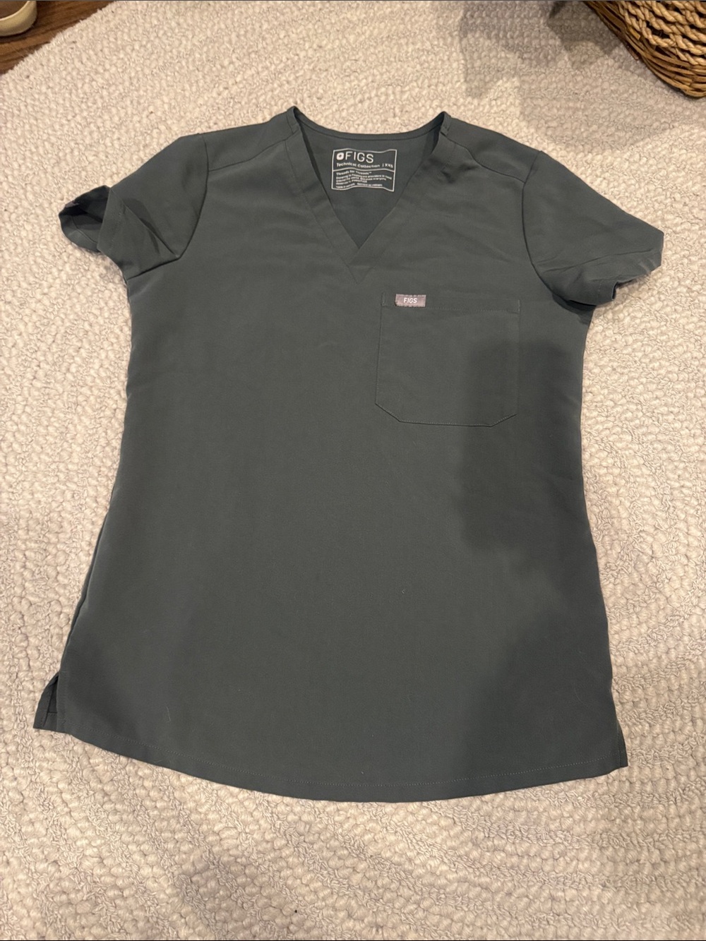 FIGS Women's V-Neck Tunic Top in olive green
